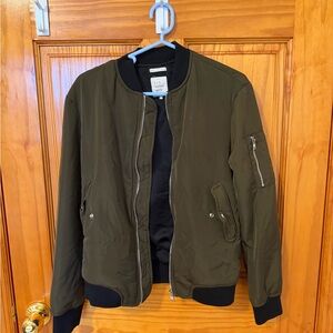 Zara Dark Green Bomber Jacket